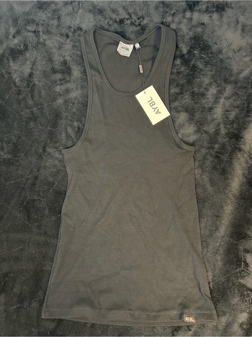 AYBL Men’s Black Muscle Ribbed Tank Top Size Small Gym Stretch New